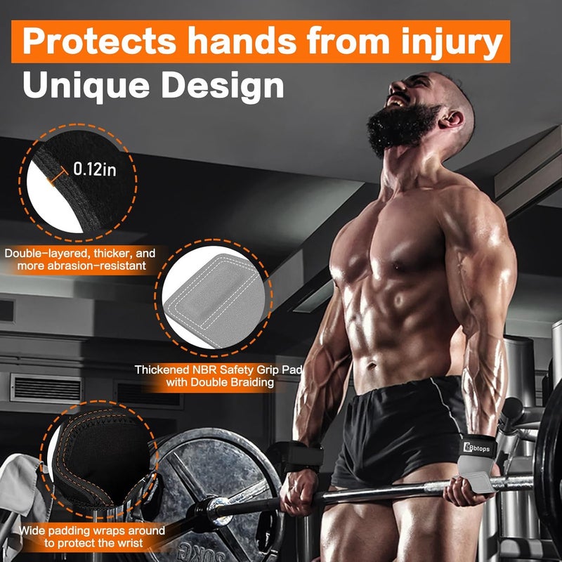 Bbtops Weight Lifting Wrist Strap, Double-Layer Leather Wrist Straps for Gym Strength Training Weightlifting,Deadlift and Powerlifting, Enhance Grip Strength Neoprene Padding Gym Workout Lifting Straps for Men & Women (Pair) - Image 4